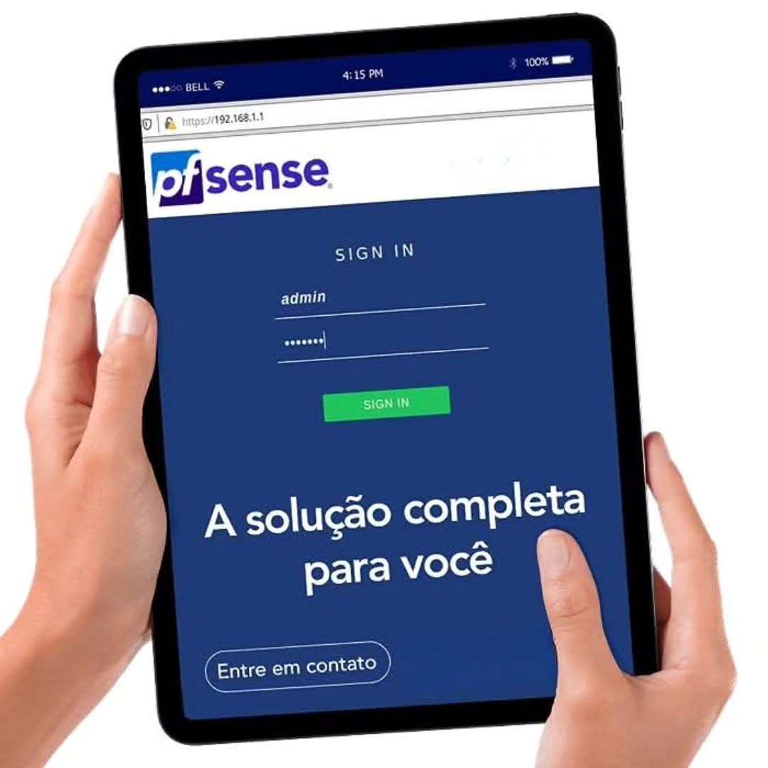 Tela de acesso pfSense em tablet